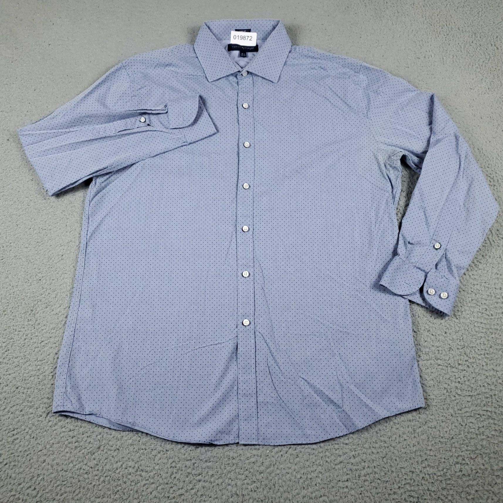 Tommy Hilfiger Tommy Hilfiger Dress Shirt Mens 16.5 Blue Polka Dot Long Sleeve Button Up 100% Cotton N/A Casual Business Wedding 90s/Classic Mens Size 42R - 2 Thumbnail