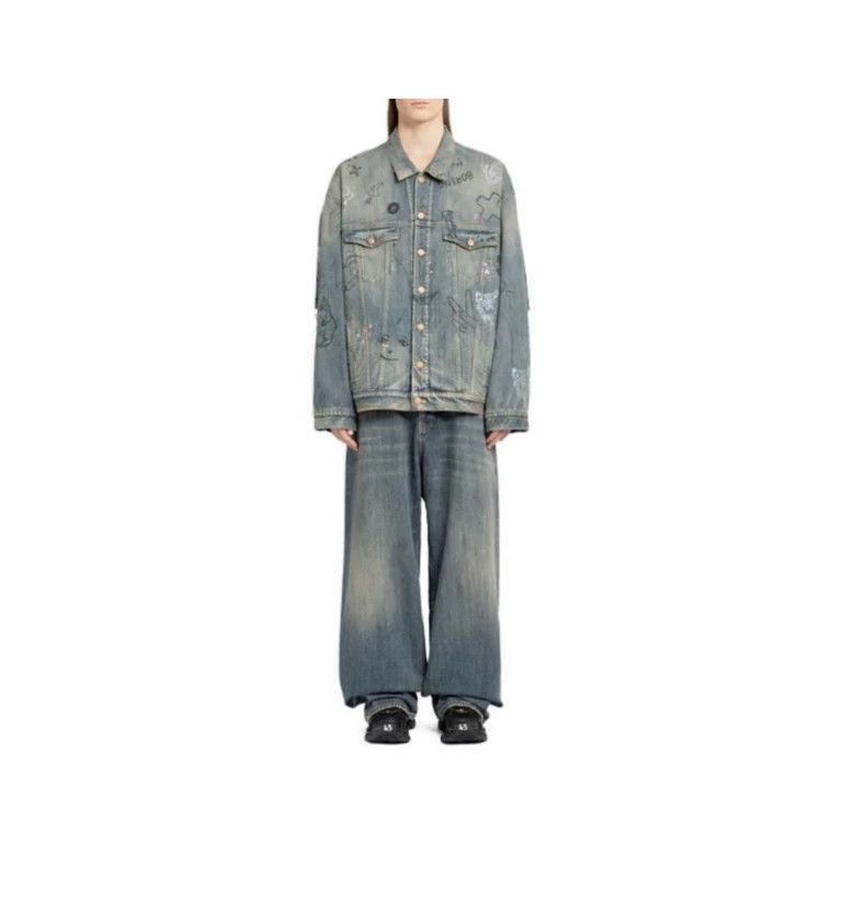 Balenciaga Balenciaga 23fw mud dyed rhinestone destroyed graffiti deni Size US L / EU 52-54 / 3 - 2 Thumbnail