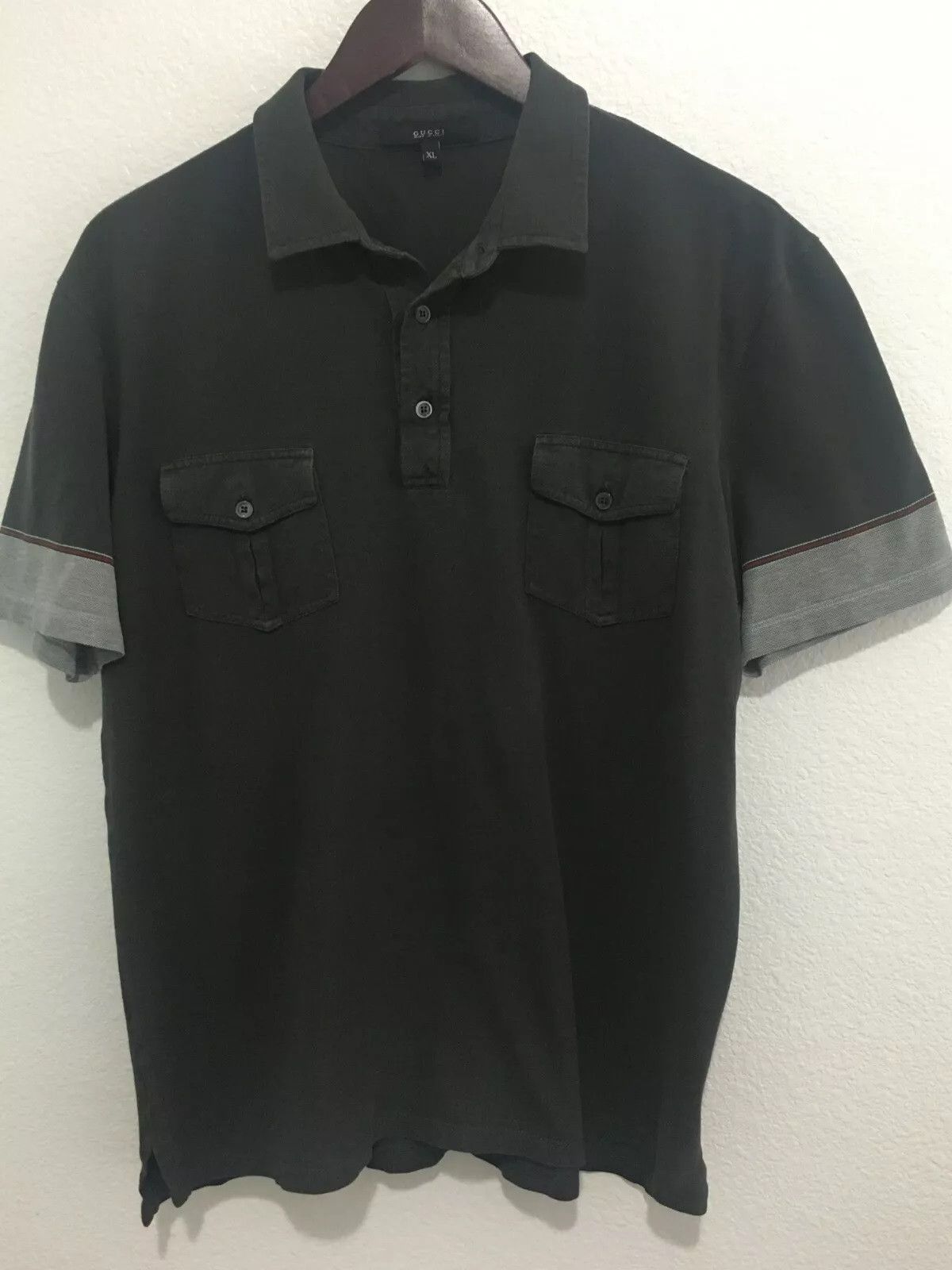 Gucci GUCCI Polo Shirt Button Pocket Short Sleeve Striped Black XL Size US M / EU 48-50 / 2 - 1 Thumbnail
