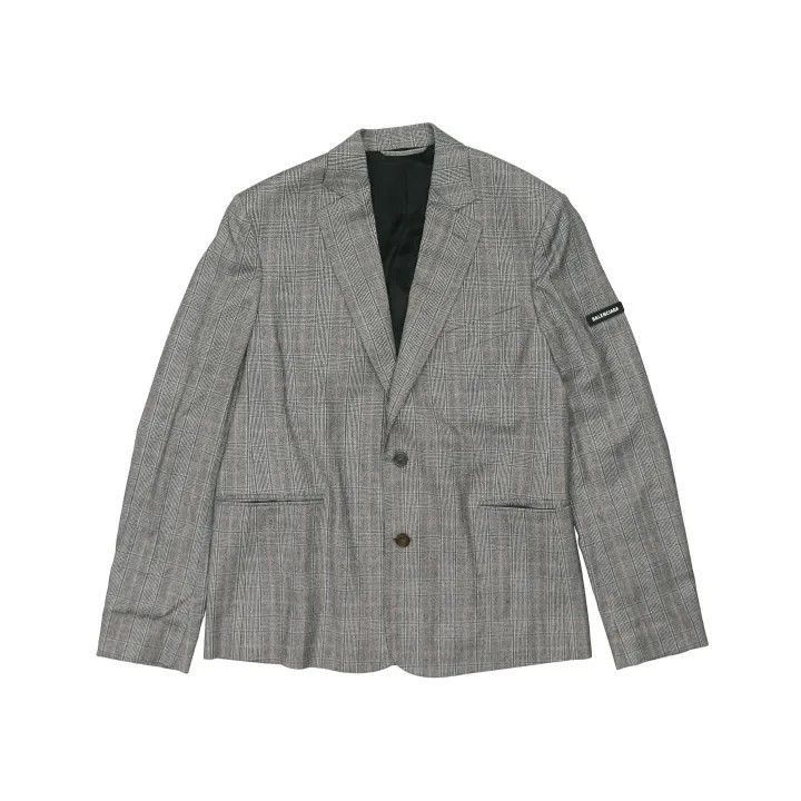 Balenciaga Balenciaga Gray Plaid Blazer for Women 0079-2507 Size S / US 4 / IT 40 - 1 Thumbnail