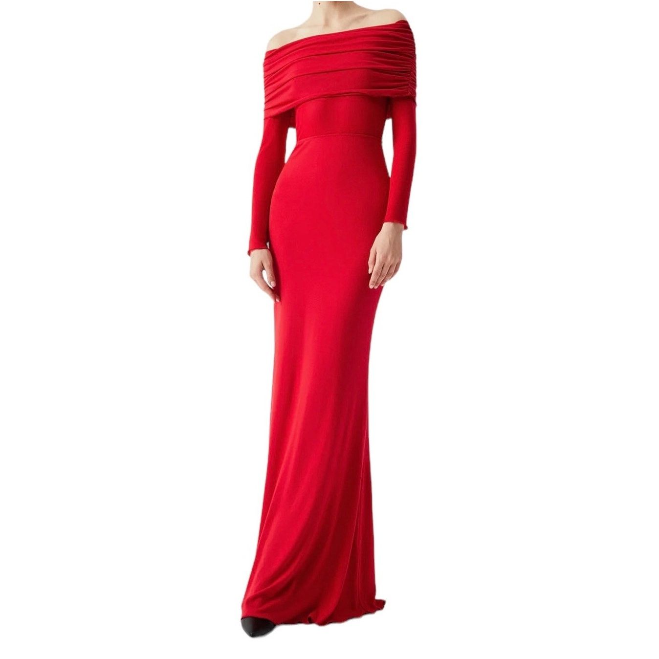 Other Red Overfold Off-Shoulder Mesh Long Sleeve Long Dress L Size XL / US 12-14 / IT 48-50 - 1 Thumbnail