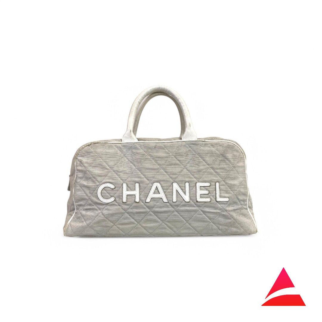 Chanel Mini Handbag Sport Vintage Canvas Leather White