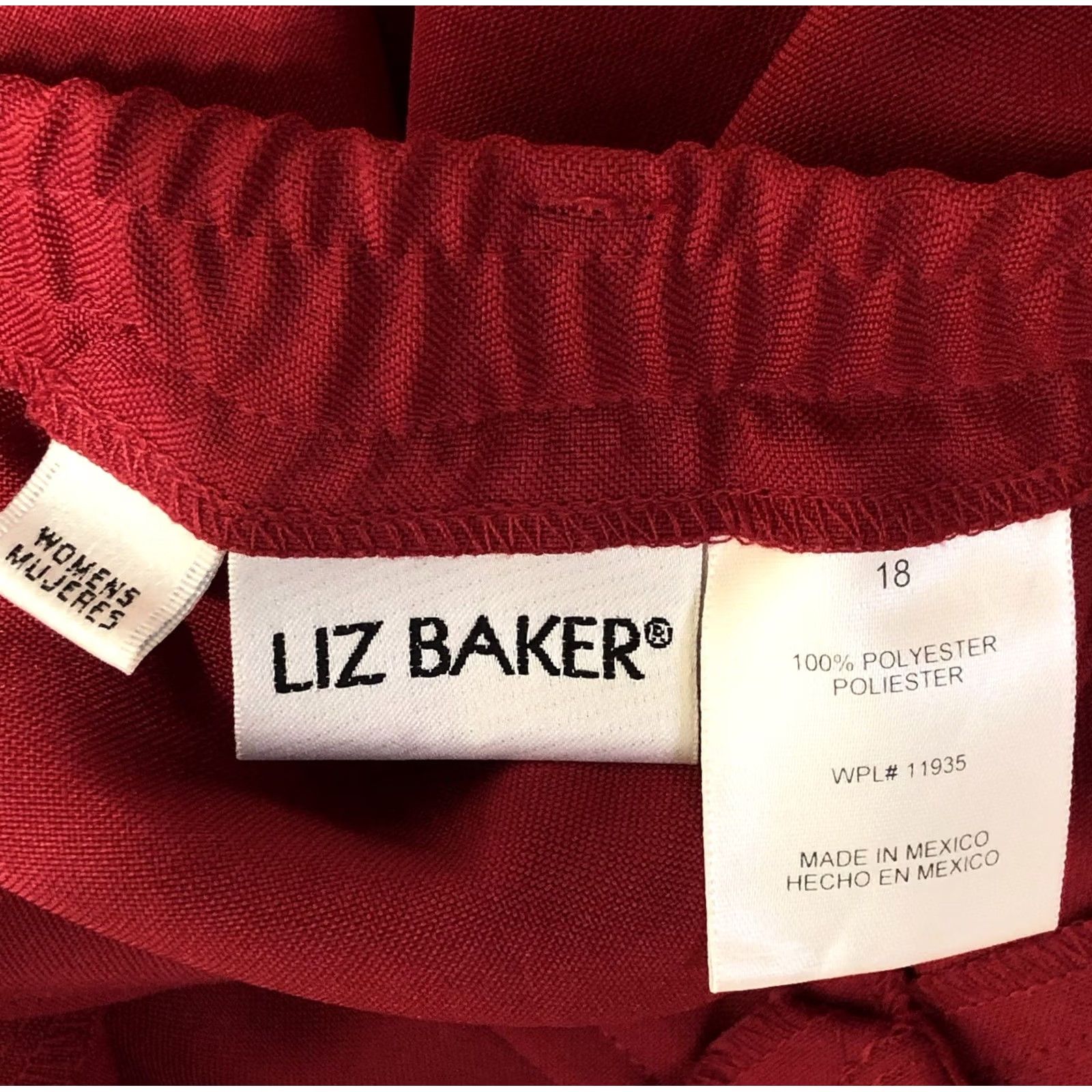 Vintage Liz Baker Dress Pants Slacks 18 Red Pleat Front 34"W High Rise Straight Leg Size 40" / US 18 - 3 Thumbnail