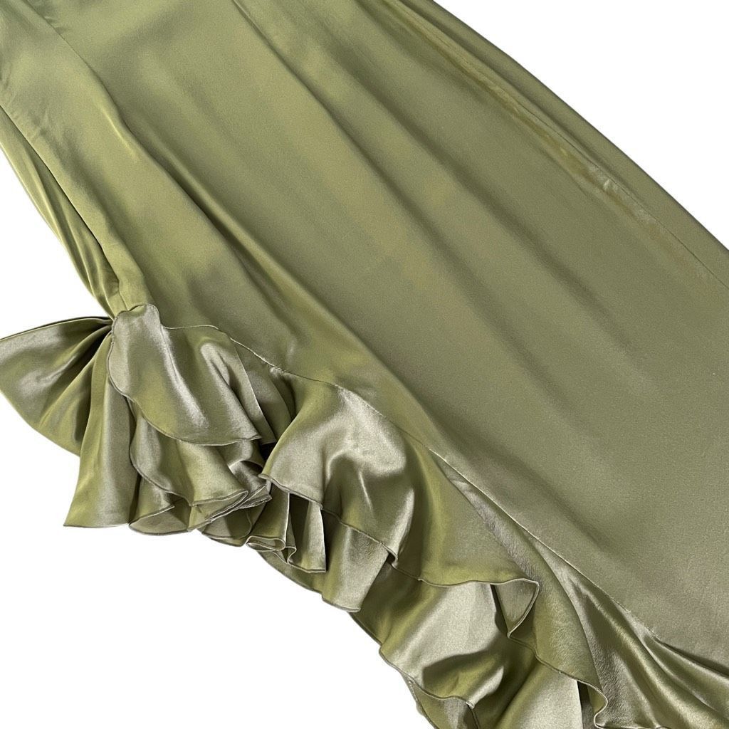 Alessandra Rich Alessandra Rich Ruffle Gown in Olive Green Size XS / US 0-2 / IT 36-38 - 8 Thumbnail