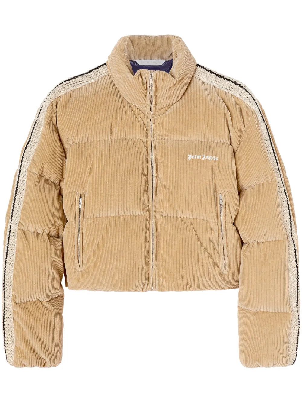 Palm Angels o1y1125 Turtleneck Shell Jacket in Beige Size L / US 10 / IT 46 - 1 Thumbnail