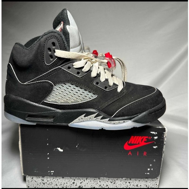 Size 5.5 Air Jordan 5 Retro OG GS Black Metallic Reimagined