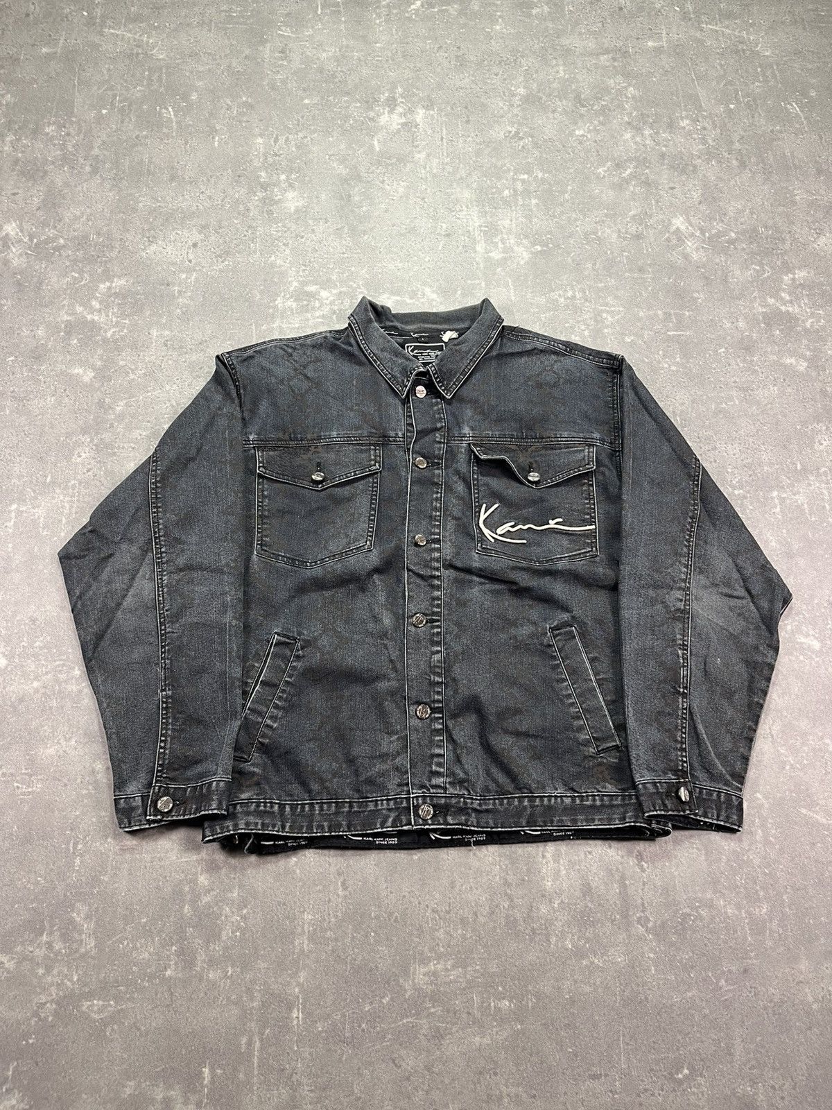 Karl Kani 2000s Karl Kani Snakeskin Big Logo Printed Denim Jacket L XL Size US L / EU 52-54 / 3 - 1 Thumbnail