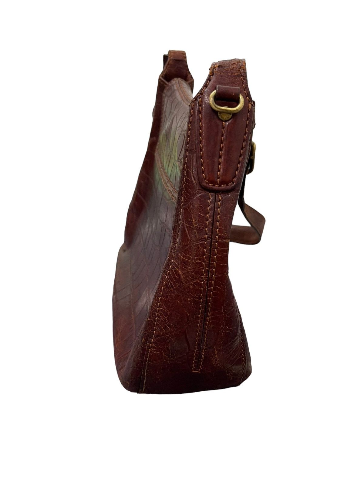 Genuine Leather Crocodile Embossed The Bridge Italy Leather Shoulder Bag Size ONE SIZE - 11 Thumbnail