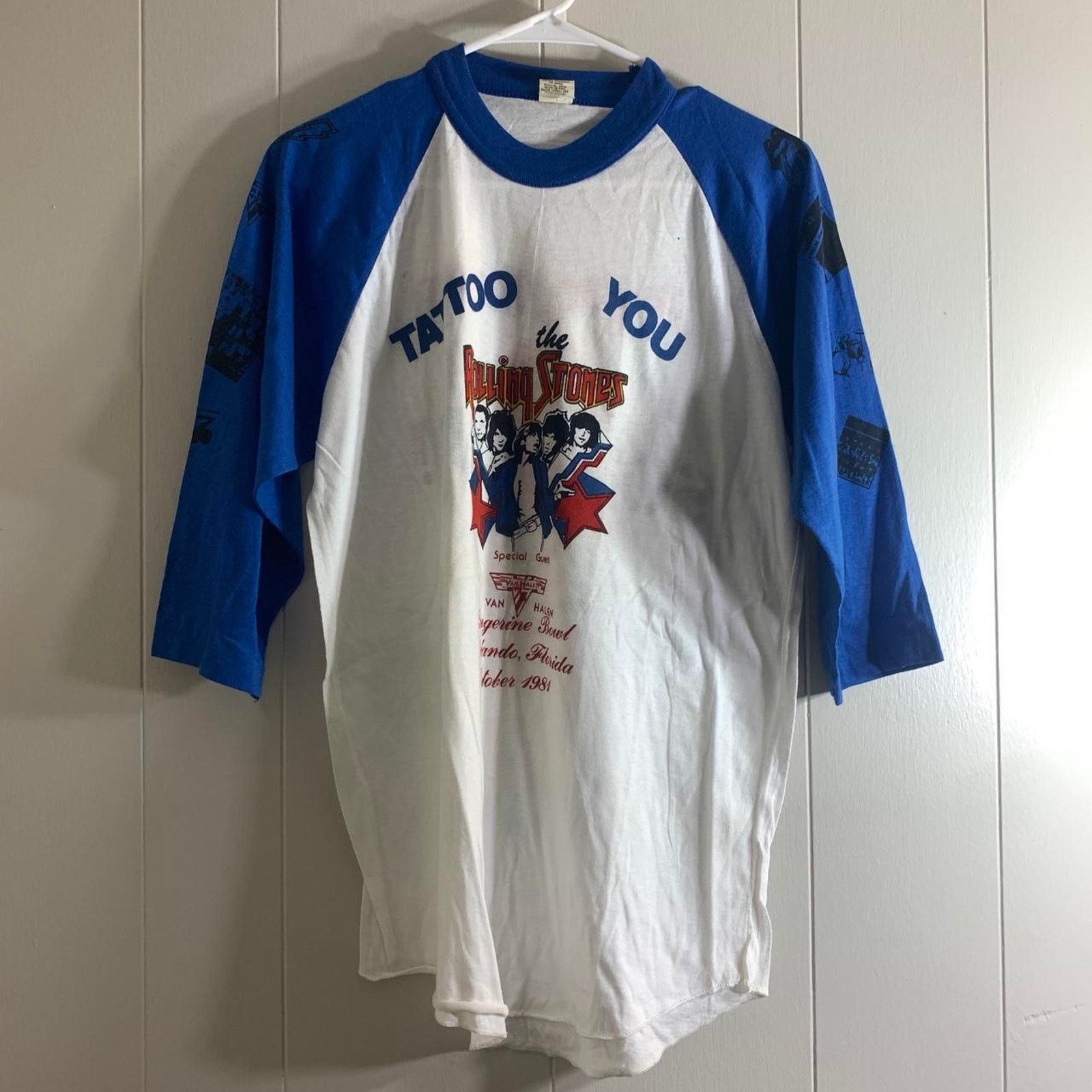 Vintage 1981 THE ROLLING STONES VAN HALEN baseball jersey tee shirt Size US L / EU 52-54 / 3 - 2 Thumbnail