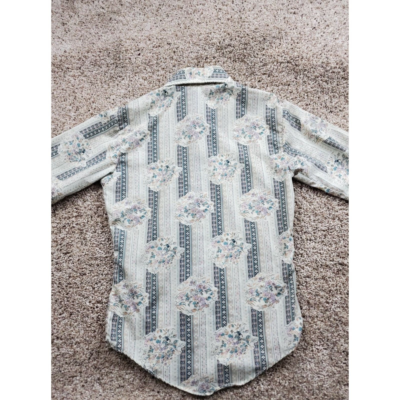 Vintage VINTAGE Kennington Shirt Mens Small Floral Stripe Mickey Mouse Long Sleeve 70s Beige Size US S / EU 44-46 / 1 - 6 Thumbnail