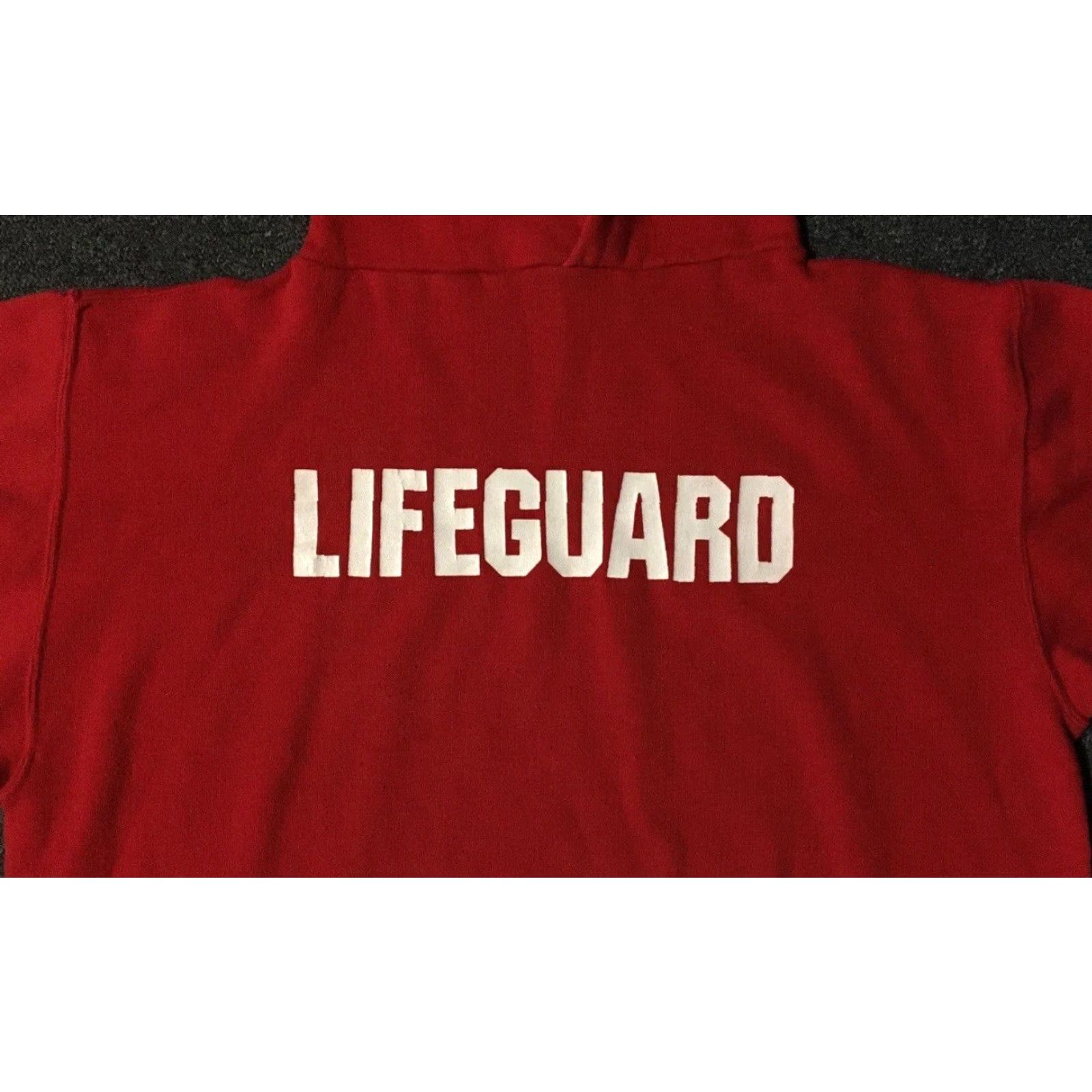 Vtg Russell Lifeguard Hoodie Shirt M L Red USA 80s 90s Vintage Boxy Athletic Pullover Men TracK Surf Grunge Spring Style