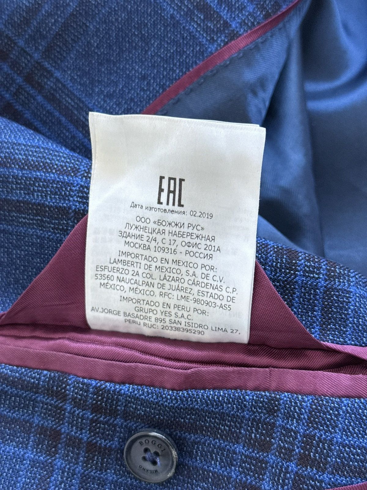 Boggi Boggi Milano Wool Drago 130s Navy Blue Plaid Blazer Jacket Size 42R - 13 Thumbnail