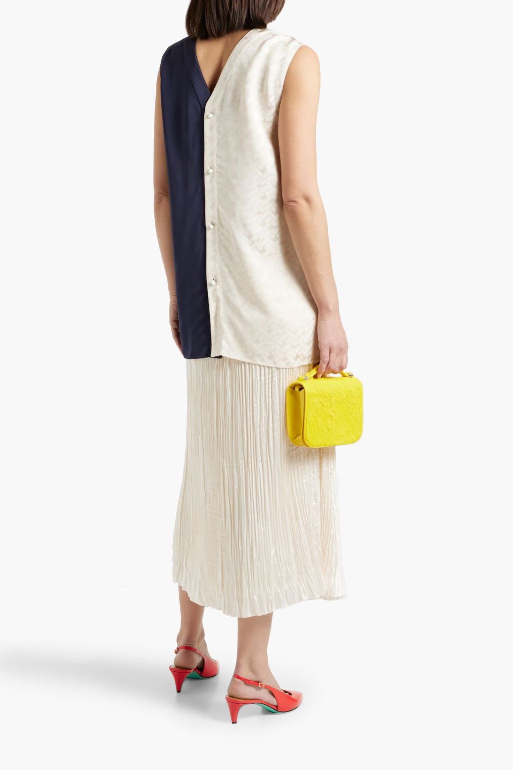 Marni o1y1125 Crewneck Blouse in Midnight Blue/Cream Size XS / US 0-2 / IT 36-38 - 3 Thumbnail
