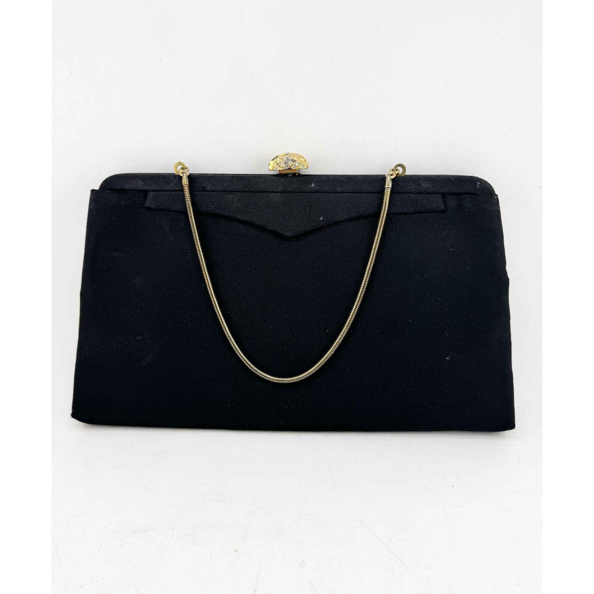 Vintage black satin purse handbag bag