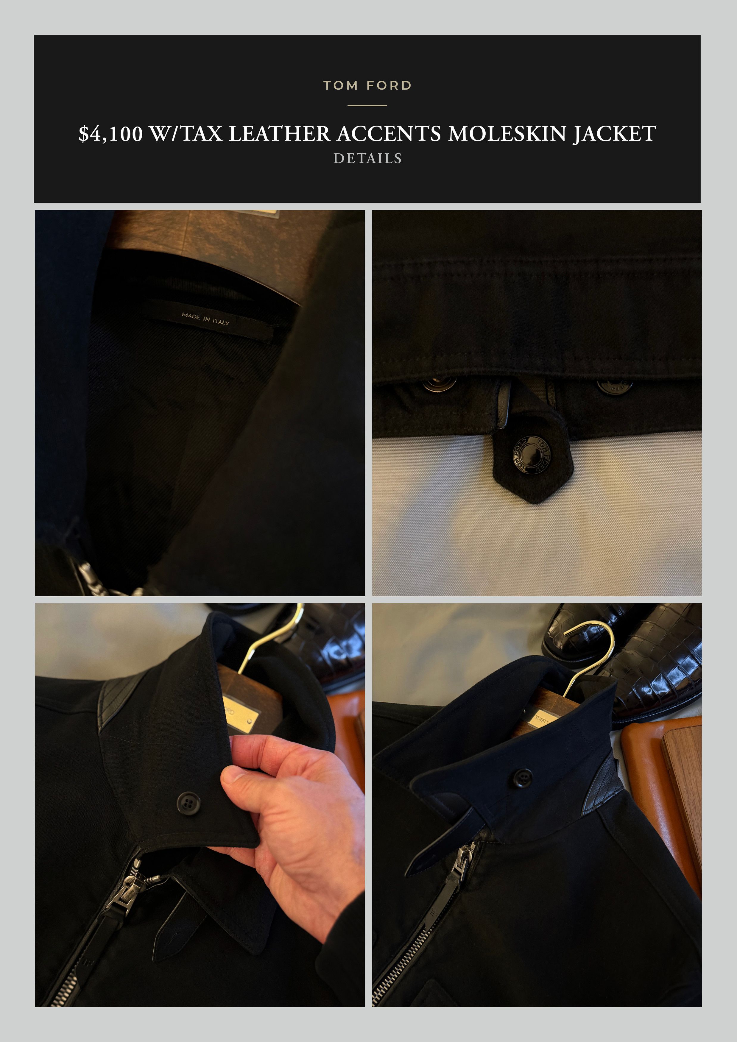 Tom Ford Coveted Ultra-Rare $4,100 w/tax Moleskin Leather Accents Size US M / EU 48-50 / 2 - 22 Thumbnail