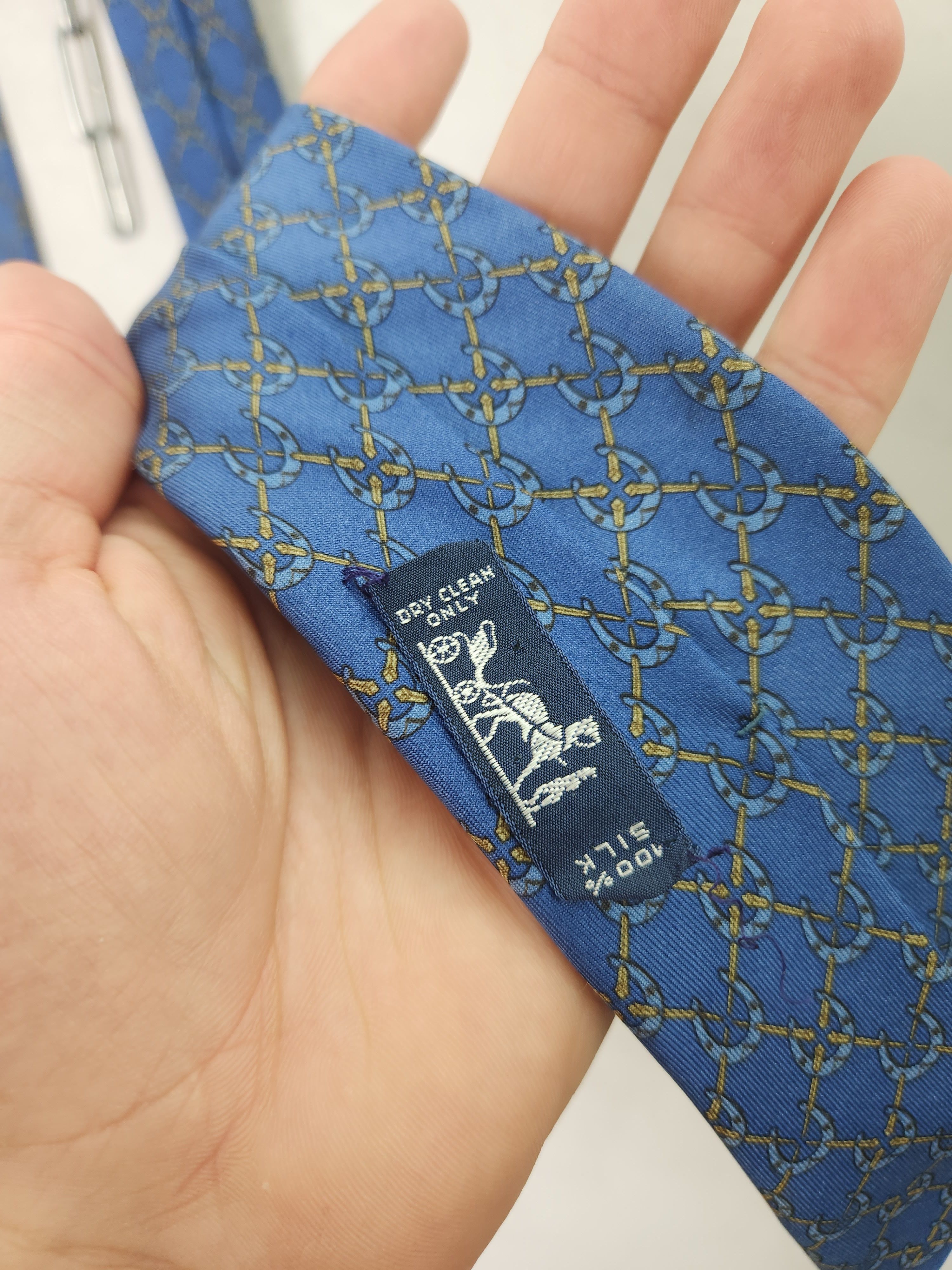 Hermes Hermes paris blue silk tie 935 IA Size ONE SIZE - 3 Thumbnail