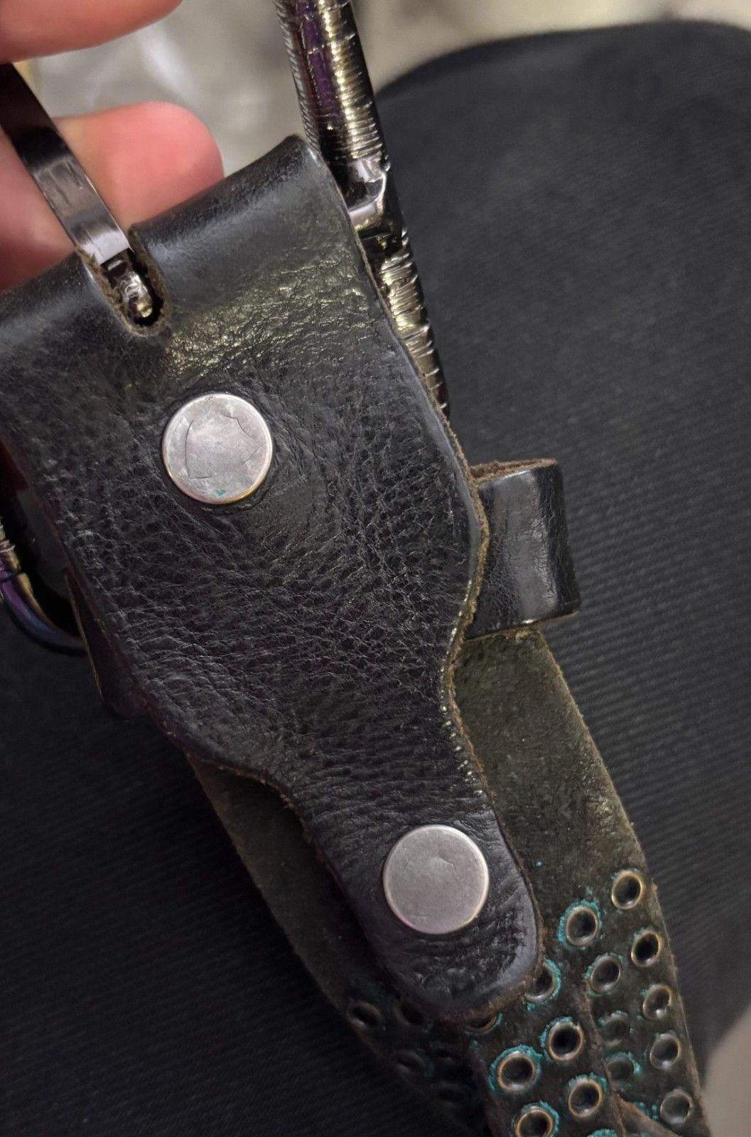 Hollywood Trading Company HTC Metal Heavy Men Leather Belt Size L Size 38 - 6 Thumbnail