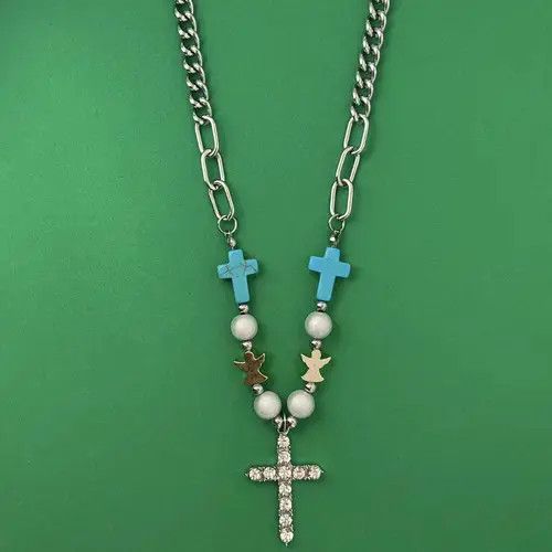 Jewelry Titanium Steel CZ Cross Pendant Necklace for Men Women Size ONE SIZE - 1 Thumbnail