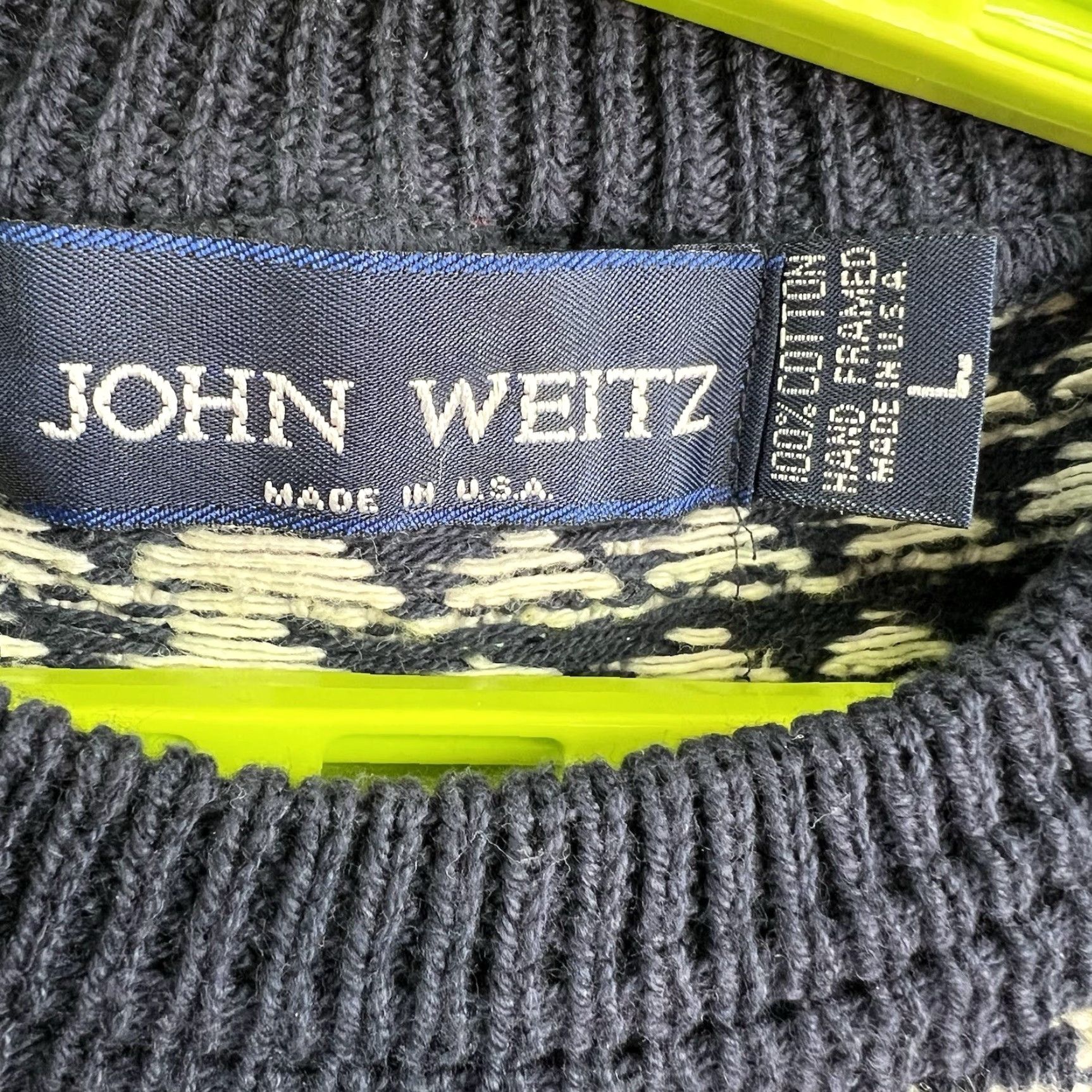 Vintage VINTAGE John Weitz Checked Sweater Mens Size L Blue Cotton Crew Neck Pullover Heavyweight Casual USA Size US L / EU 52-54 / 3 - 4 Thumbnail