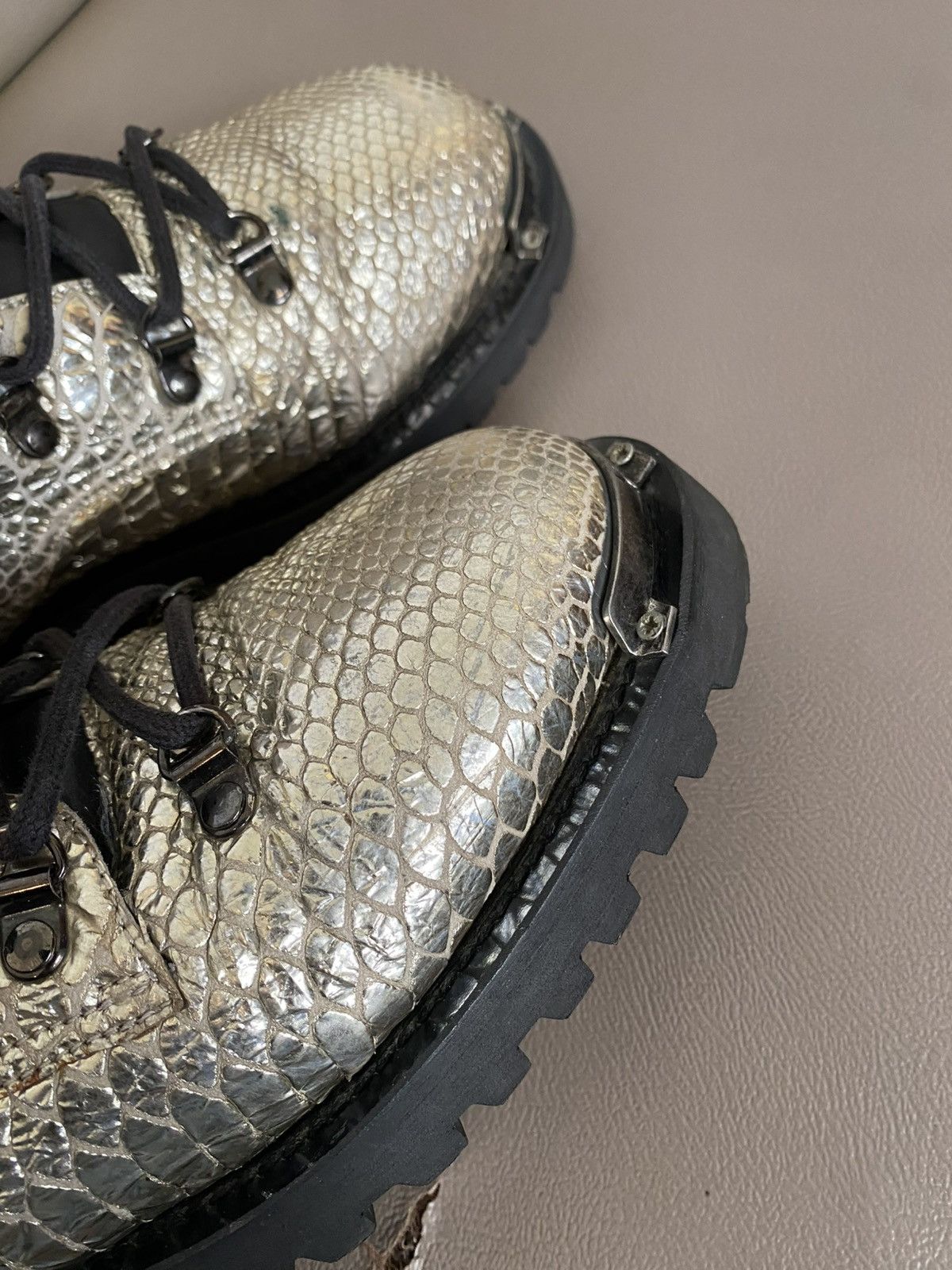 Moschino Moschino metallic gold pyhton embossed leather ankle length Size US 7.5 / EU 40-41 - 11 Thumbnail