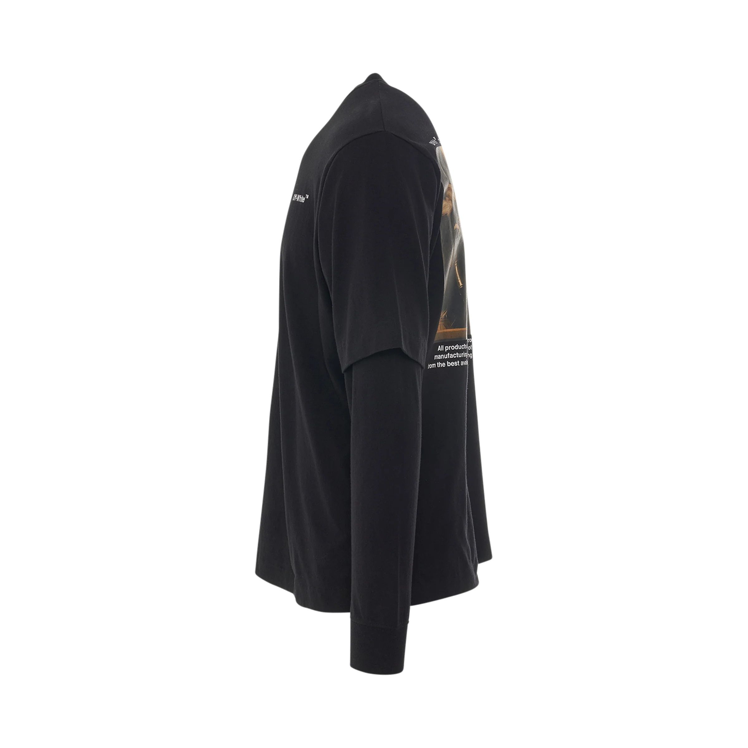 Off-White o1gr1nt1124 Caravag Crownin Double Sleeve T-Shirt in Black Size US XXS / EU 40 - 4 Thumbnail