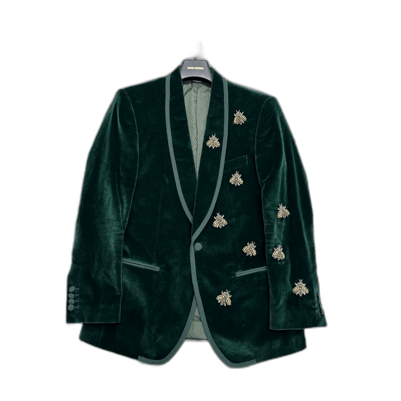 Dolce & Gabbana DG Velvet Jacket with Bee Embellishments-yf Size US L / EU 52-54 / 3 - 1 Thumbnail