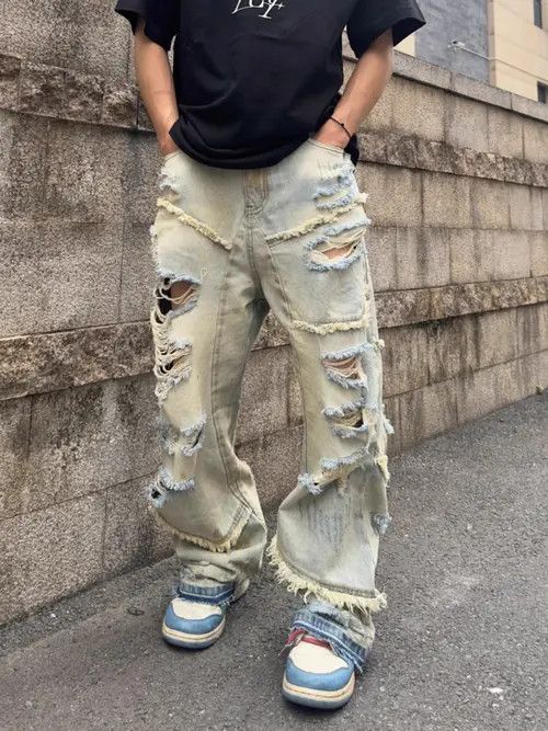 Jean damaged ripped paint skate jeans Size US 34 / EU 50 - 7 Thumbnail