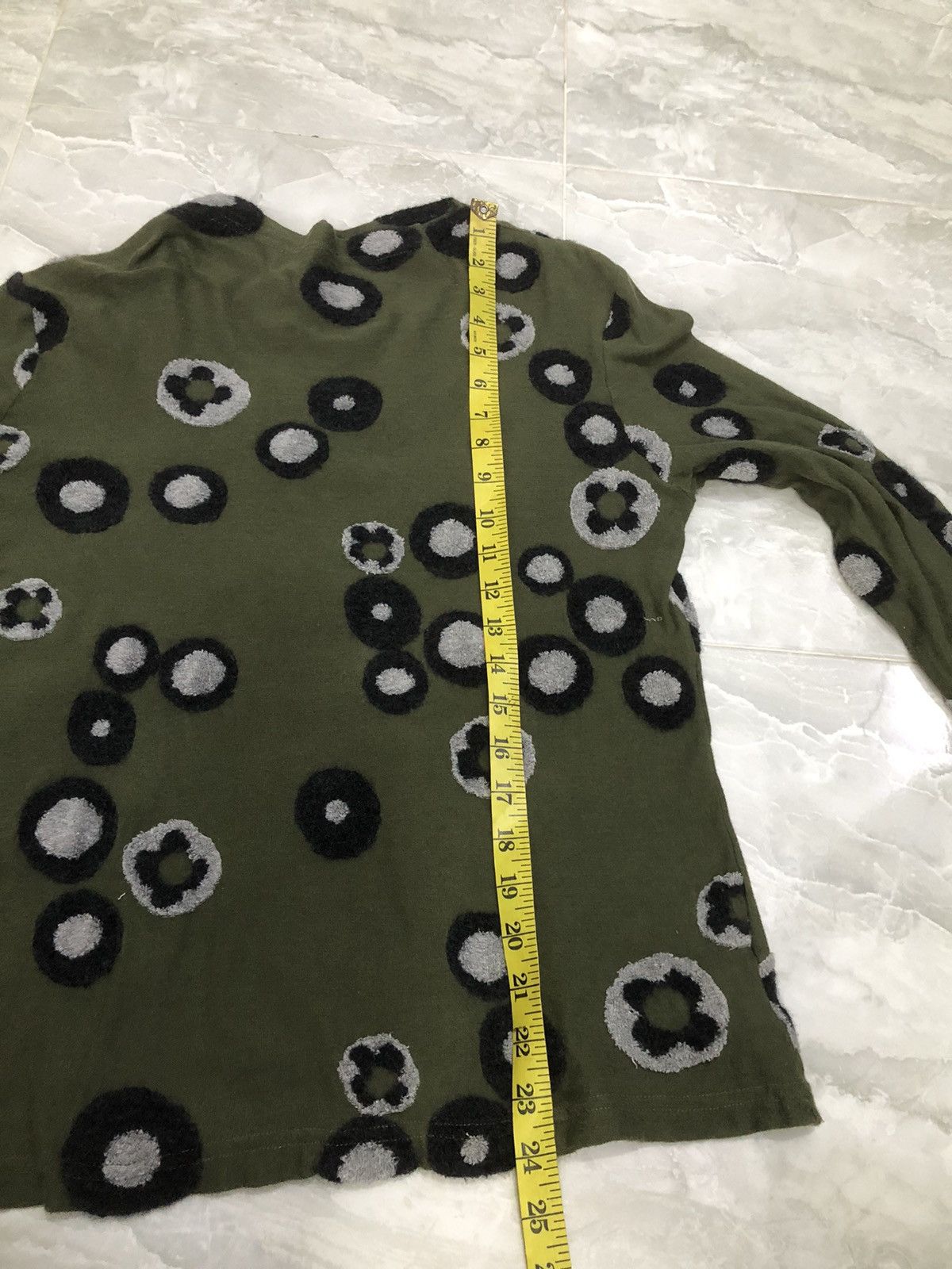 Japanese Brand En Cloche Olive Circle Pattern Long Sleeve Top Size S / US 4 / IT 40 - 14 Thumbnail