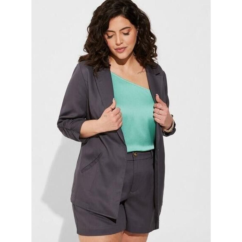 Torrid Studio by Torrid Gray Charcoal Linen Blend Classic Career W Size L / US 10 / IT 46 - 1 Thumbnail