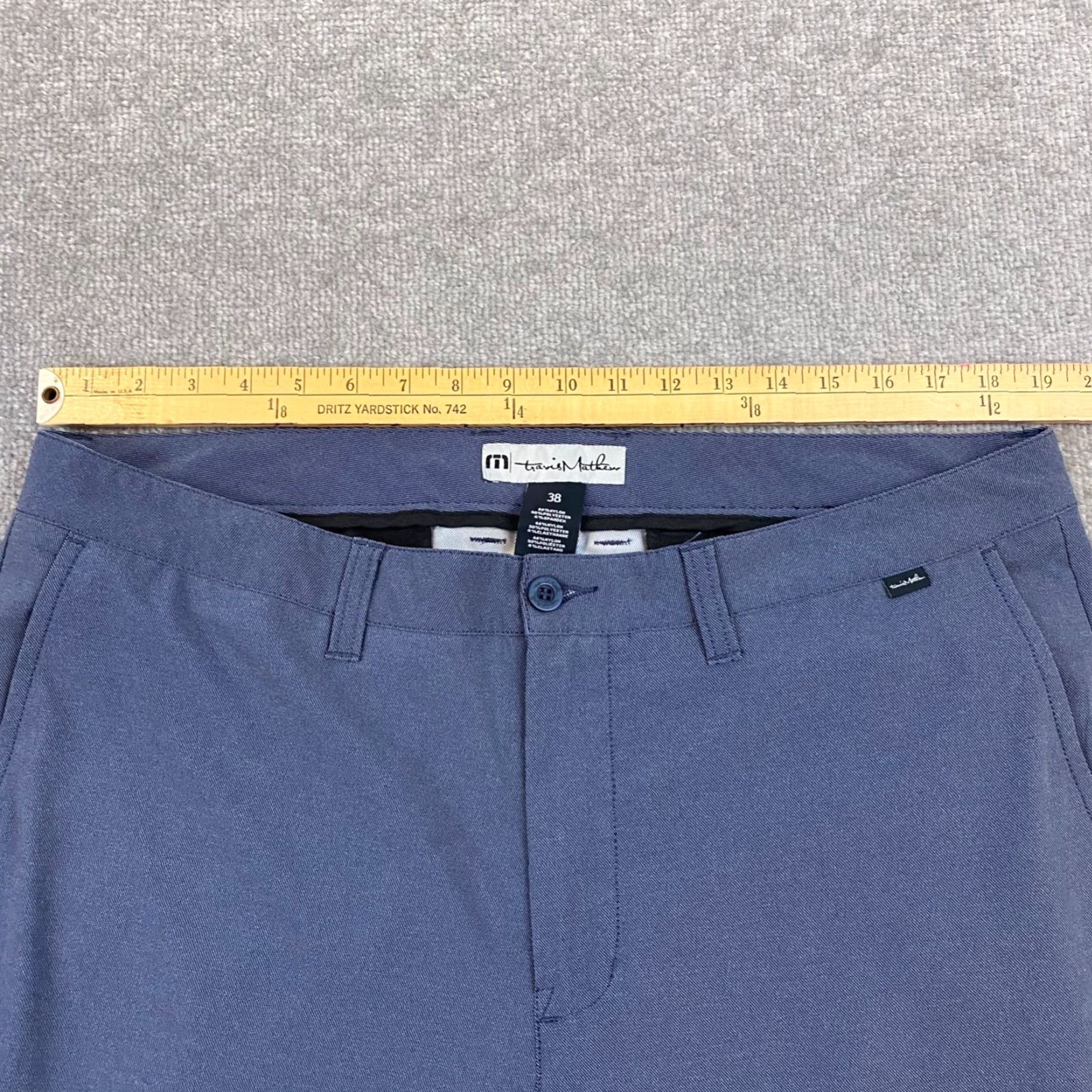 TravisMathew Travis Mathew Pants Mens 38x31 Straight Blue Chino Khaki Performance Golf Casual Classic 5-Pocket Design Belt Loops Boy/Men? Size US 38 / EU 54 - 3 Thumbnail