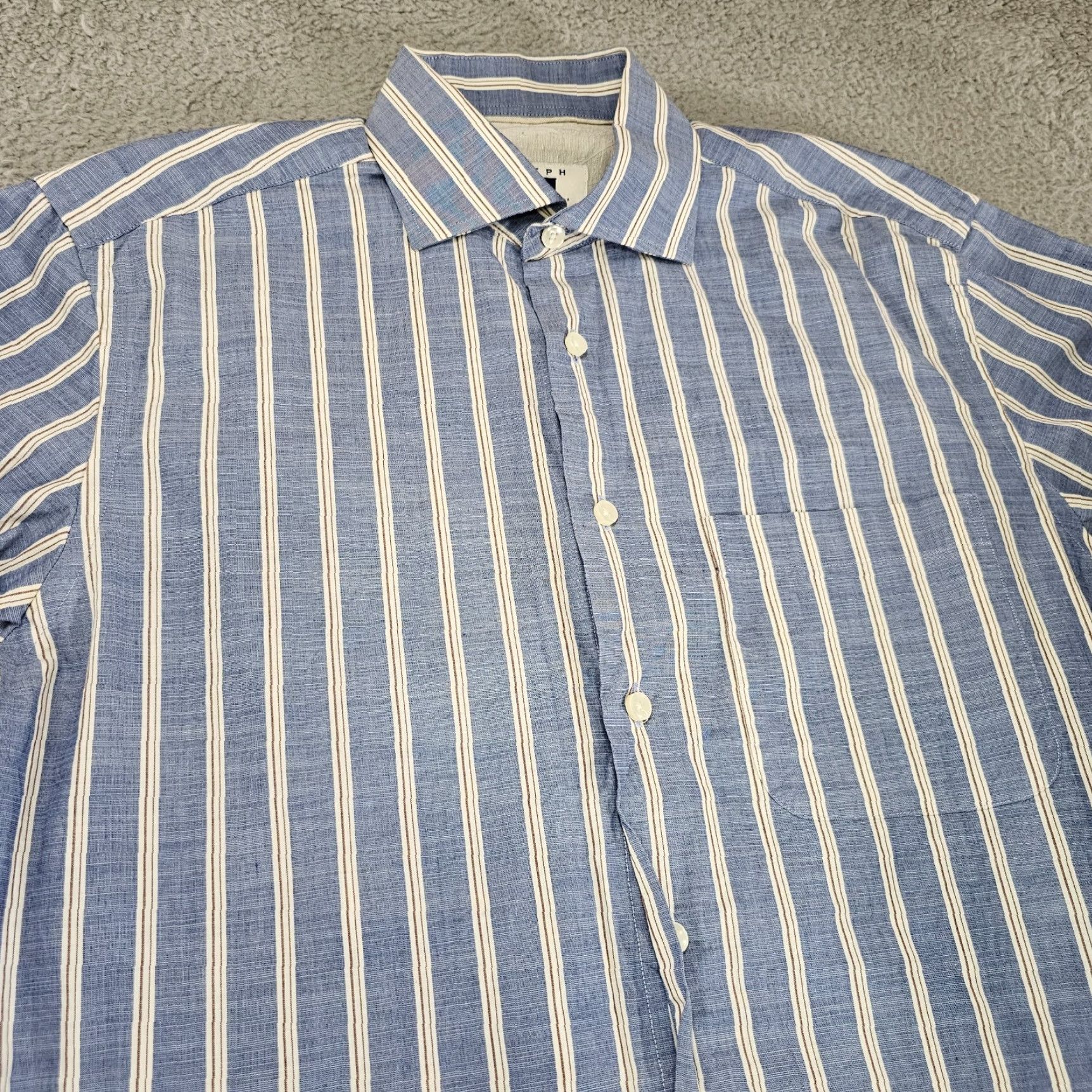 Joseph Abboud Joseph Abboud Shirt Mens M Blue Chambray Cotton Button Up Long Sleeve Shirt Size US M / EU 48-50 / 2 - 2 Thumbnail