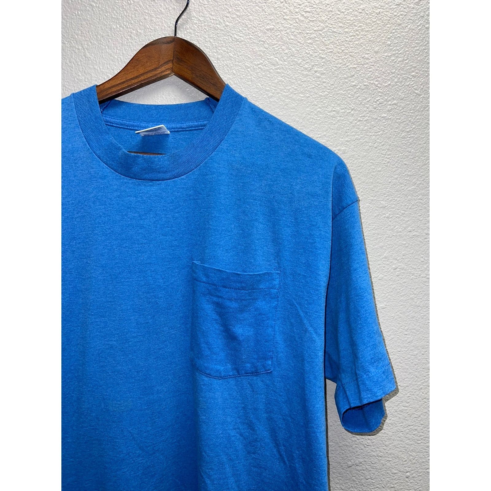 Vintage 90s Vintage BVD Premium Blue Blank Shirt Tee RIP Tear pit XL Size US XL / EU 56 / 4 - 2 Thumbnail