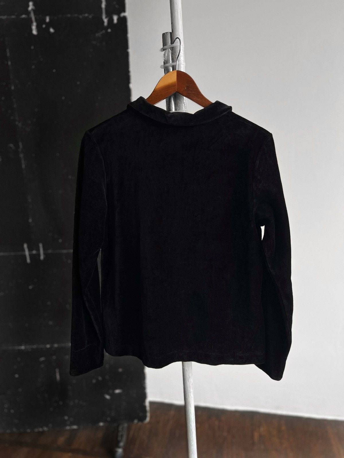 Designer Gudrun Sjoden Womens Black Velour Long Sleeve Blazer Jacket Size M / US 6-8 / IT 42-44 - 6 Thumbnail