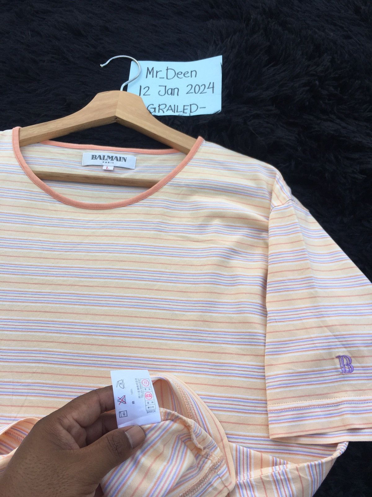 Balmain Rare Vintage BALMAIN Stripes Tshirt Size US L / EU 52-54 / 3 - 10 Thumbnail