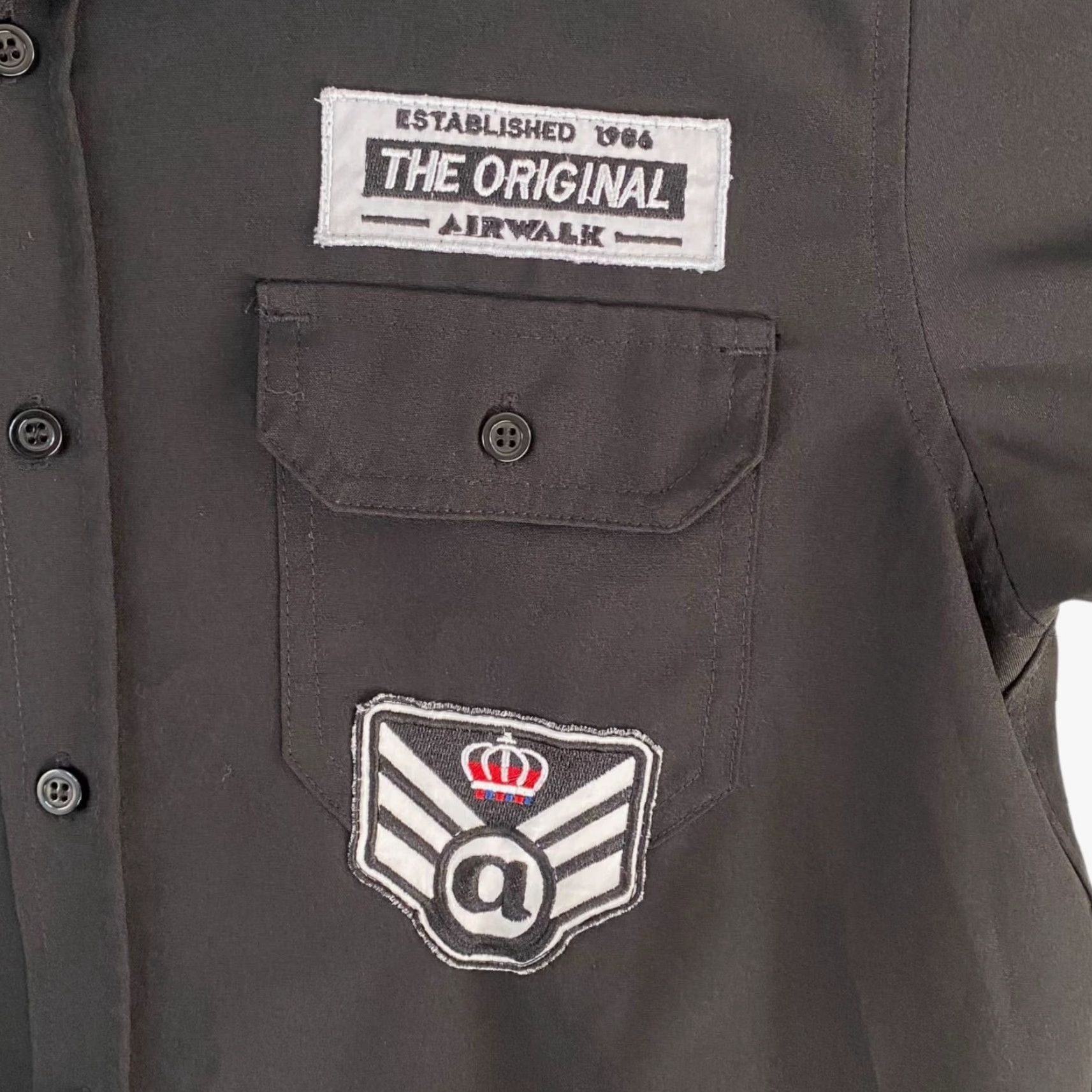 Airwalk Airwalk Button-Up Shirt Men’s Medium Black Military Skater Long-Sleeve Patches Size US M / EU 48-50 / 2 - 6 Thumbnail