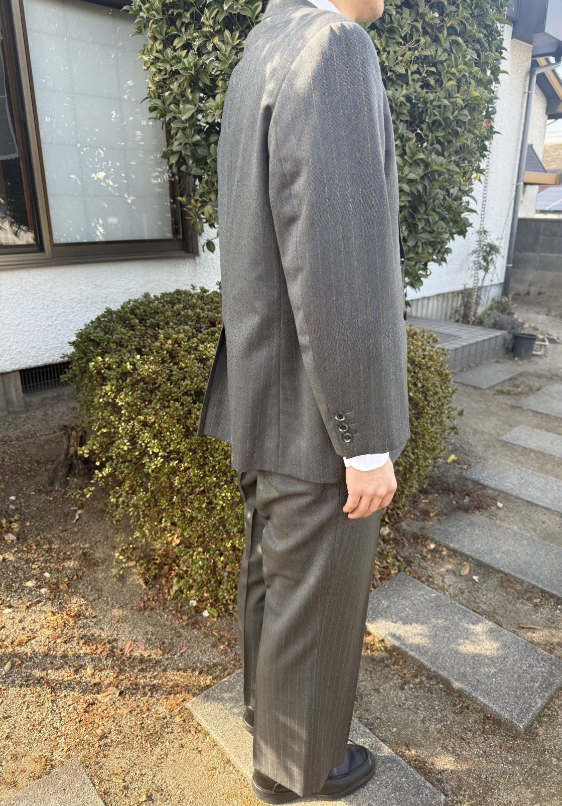 Other Autumn〜Spring Vintage Blue Gray Pinstripe 3 Piece Wool Suit Size 42R - 7 Thumbnail