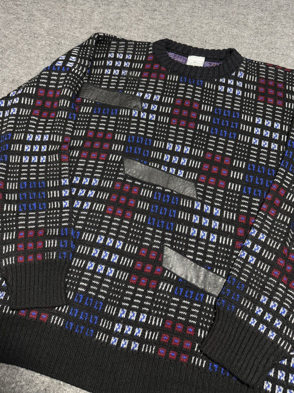 Vintage SERGIO VALENTE Men's 2X Sweater Abstract Coogi-style Biggy Size US XXL / EU 58 / 5 - 7 Thumbnail