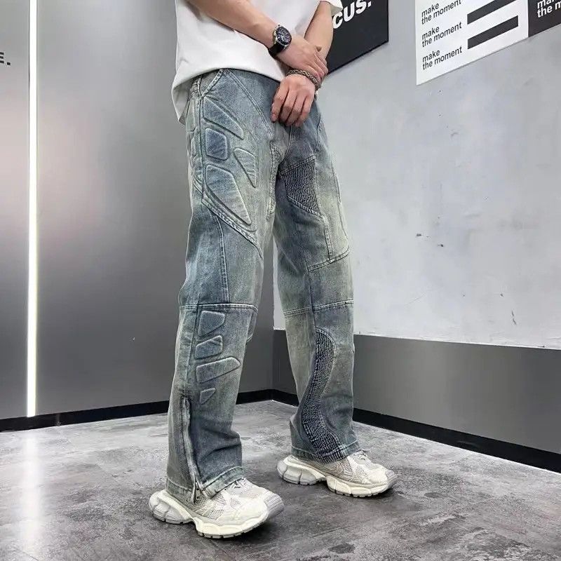 Casual Cool Street Zipper Wide Leg Retro Loose Straight