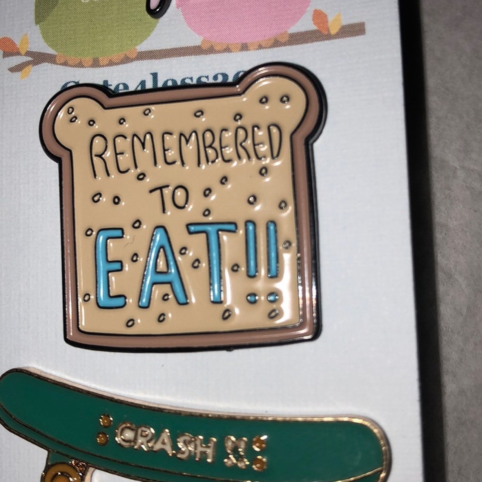 Other 3 Piece Pin Brooch Sleep Toast Skateboard Size ONE SIZE - 3 Thumbnail