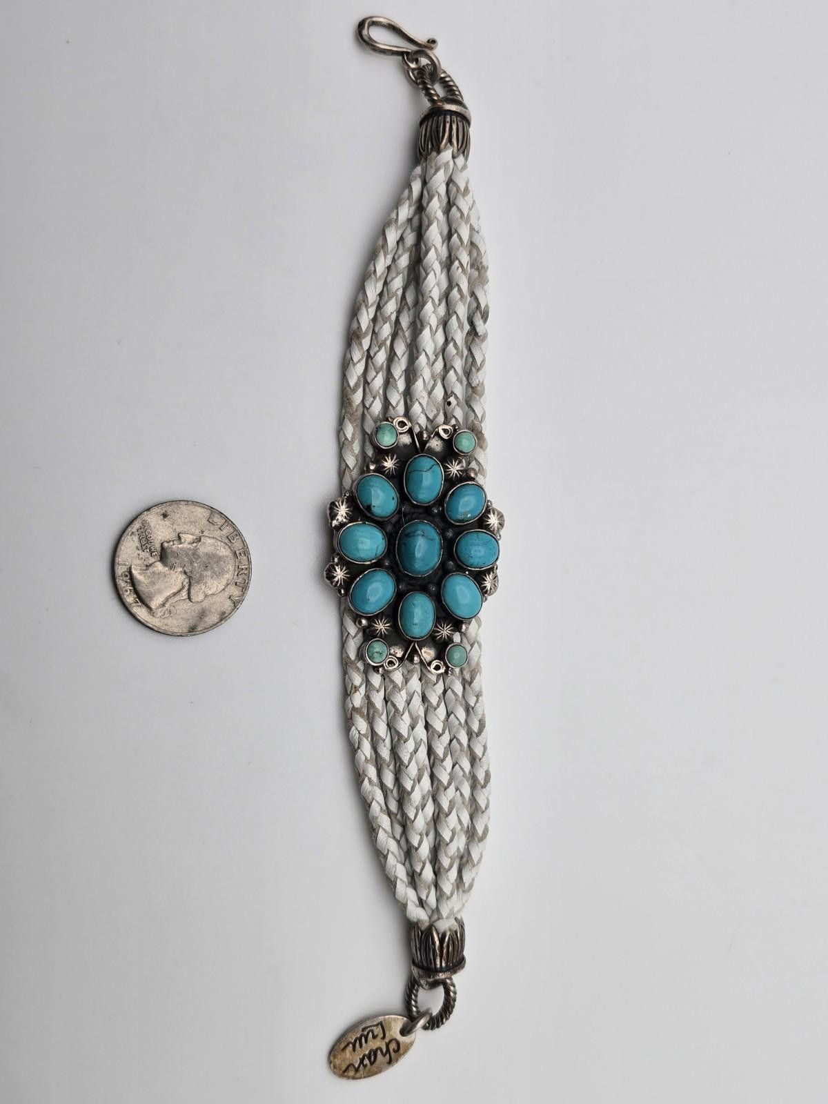 Chan Luu Chan Luu Sterling Silver, Turquoise Cluster Bracelet Leather Size ONE SIZE - 2 Thumbnail