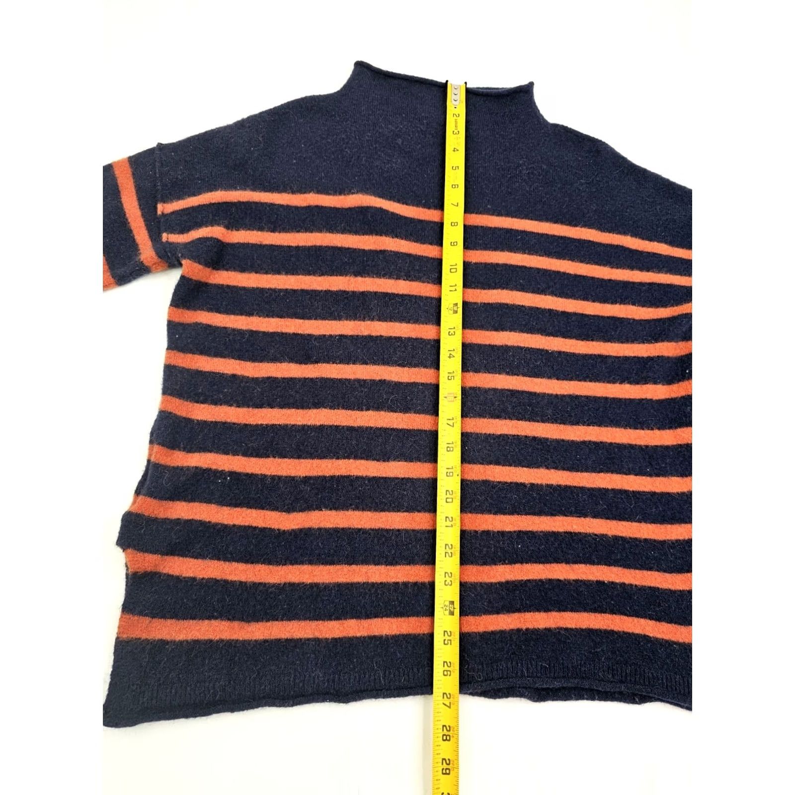 Madewell Madewell Cardigan Sweater Women M Blue Orange Wool Alpaca Knit Pullover Mock Neck Pockets Striped Bohemian Classic Retro Fall Spring Winter Size M / US 6-8 / IT 42-44 - 7 Thumbnail