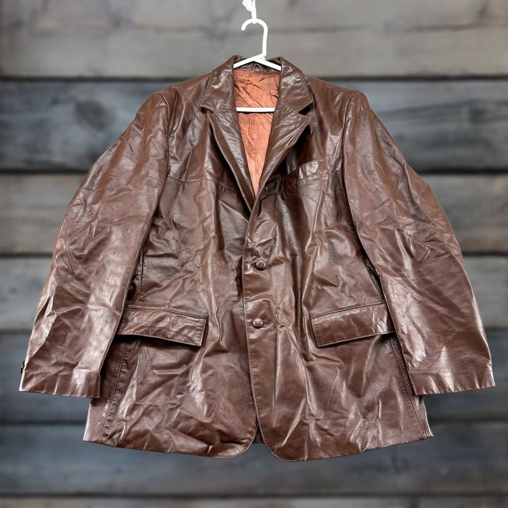 Vintage VINTAGE Clipper Mist Jacket Mens 44 Brown Leather Lined Coat 80s 90s Winter Workwear Casual Mens Size US S / EU 44-46 / 1 - 1 Thumbnail