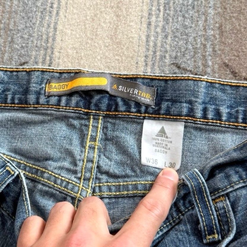 Levi's VINTAGE Levi’s Silvertab Baggy Denim Jeans 36x30 Wide-Leg Blue Men N/A Mens Grunge Skater Y2K Size US 36 / EU 52 - 3 Thumbnail