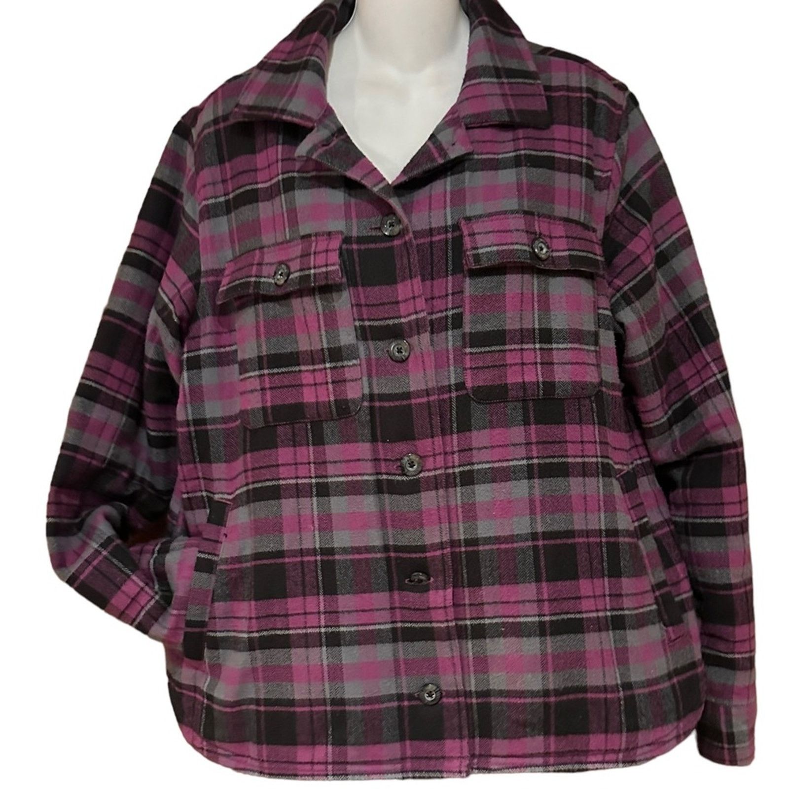 Columbia Columbia Ladies XL Magenta Plaid Shacket in Gray and Magenta Size XL / US 12-14 / IT 48-50 - 1 Thumbnail