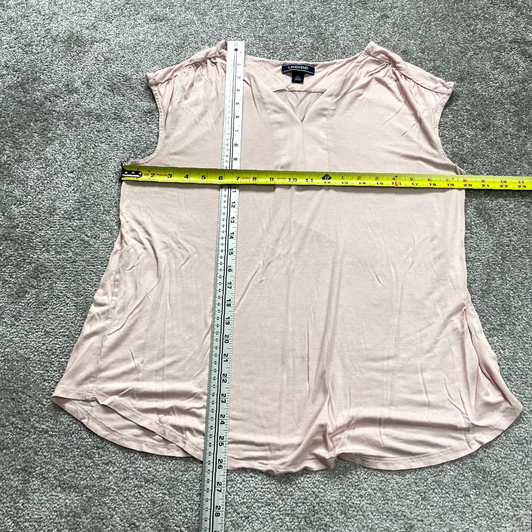 Lands' End Vintage Lands' End Tank Top Shirt Womens Large Casual Sleeveless Blouse Pink Rayon V-Neck Size L / US 10 / IT 46 - 4 Thumbnail