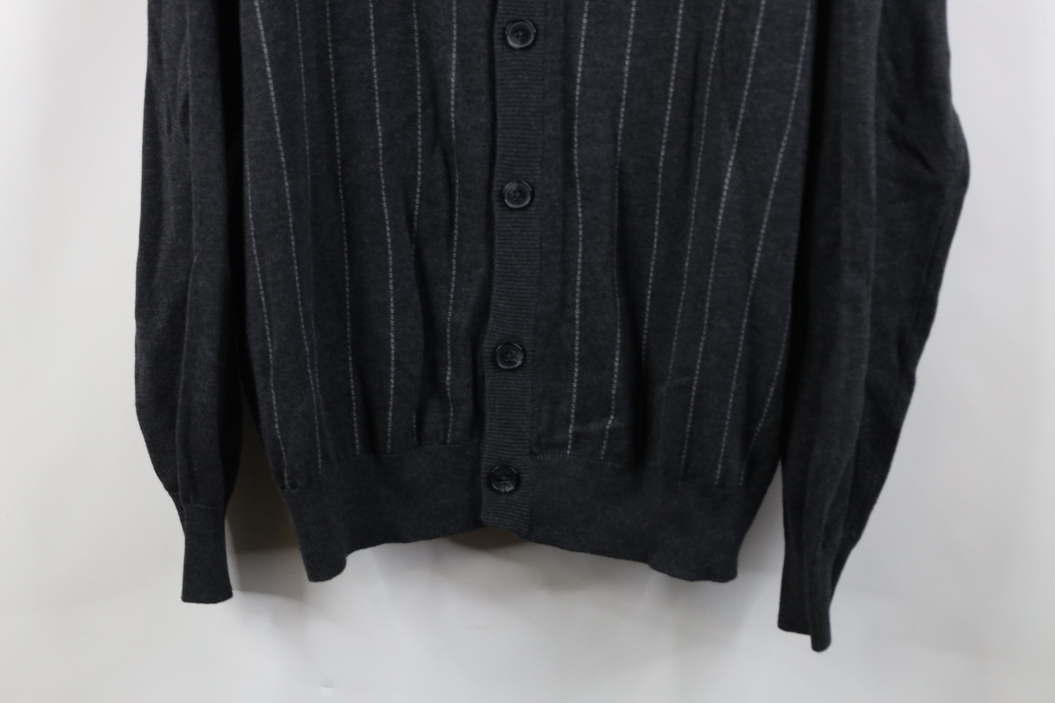 Vintage Vintage 90s Streetwear Striped Knit Cardigan Sweater Gray Size US XXL / EU 58 / 5 - 3 Thumbnail