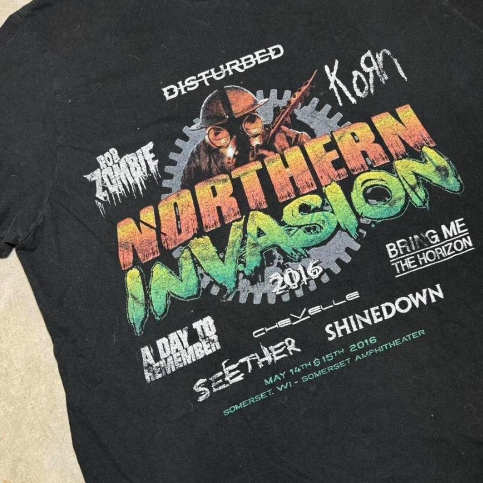 Other Northern Invasion 2016 nu metal Disturbed Korn Rob Zombie Size US M / EU 48-50 / 2 - 3 Thumbnail