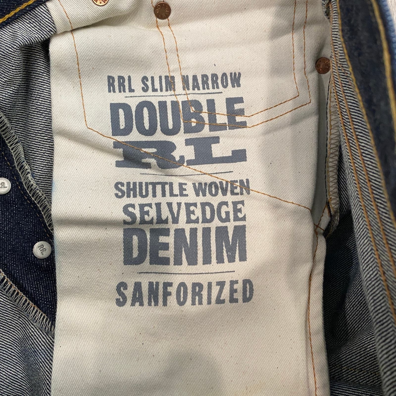 Ralph Lauren Double RL RRL Slim Narrow Shuttle Woven Selvedge Jeans 31x32 Size US 31 - 6 Thumbnail