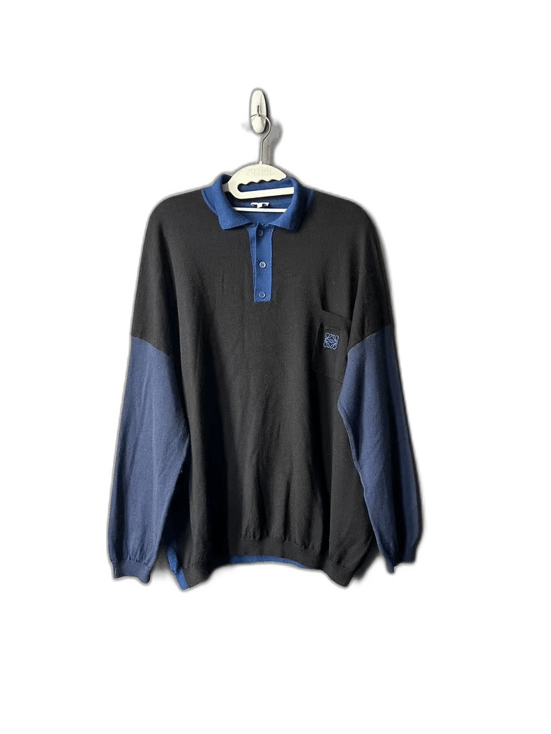 Loewe Loewe Black and Blue Wool Polo Shirt Size US S / EU 44-46 / 1 - 1 Thumbnail