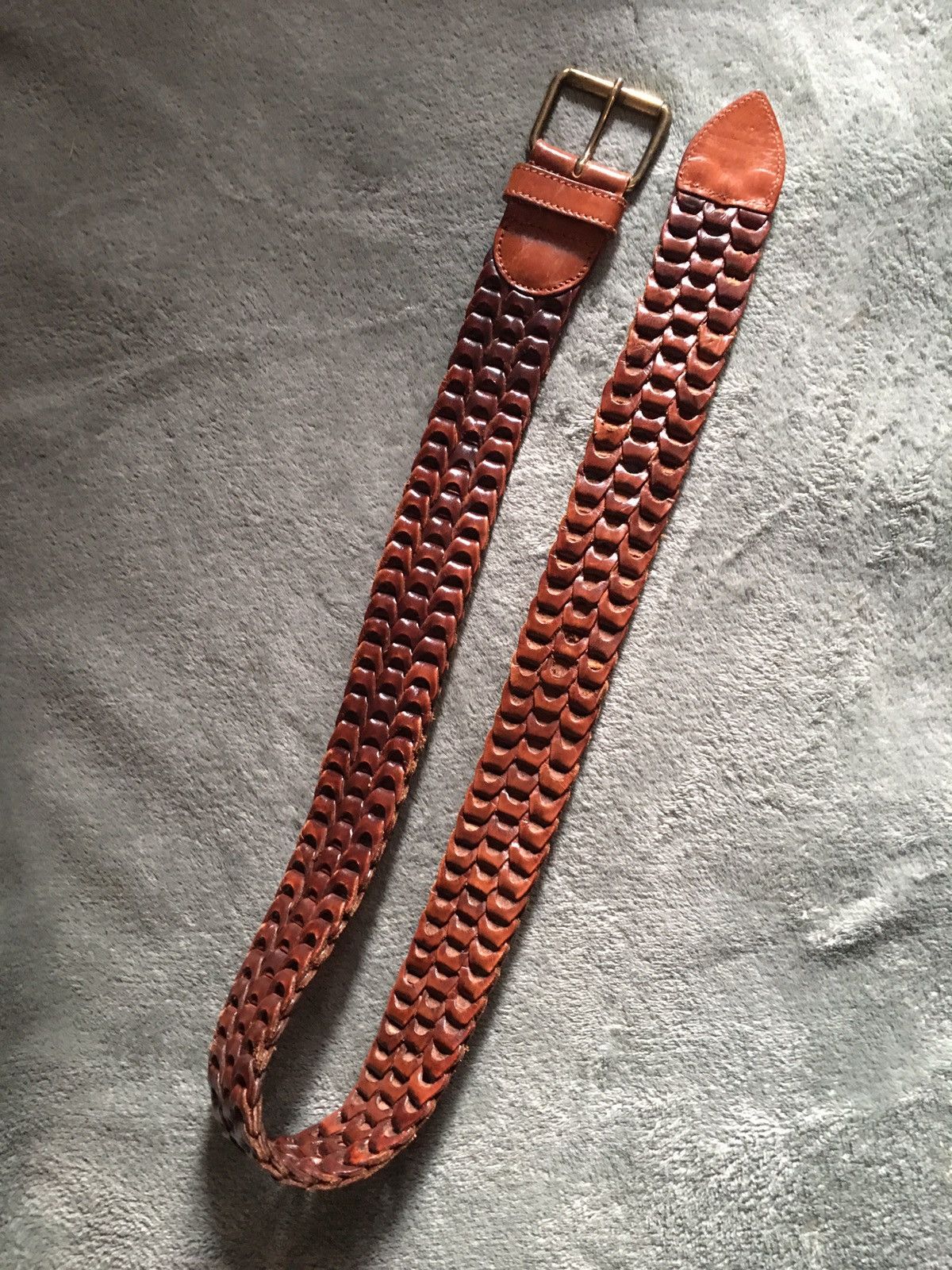 Moschino × Vintage MOSCHINO Jeans Vintage Brown Beaded Leather Italy Belt 80 Size 34 - 3 Thumbnail